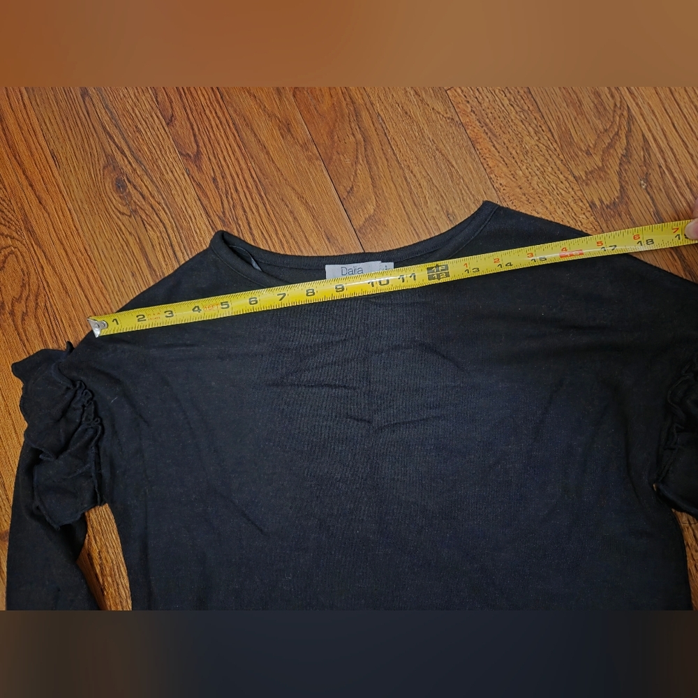 Dalia Black Ruffle Shoulder Sweater Dress Size Small - Picture 8 of 12